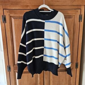 Altar'd State, mixed stripe blue and white sweater